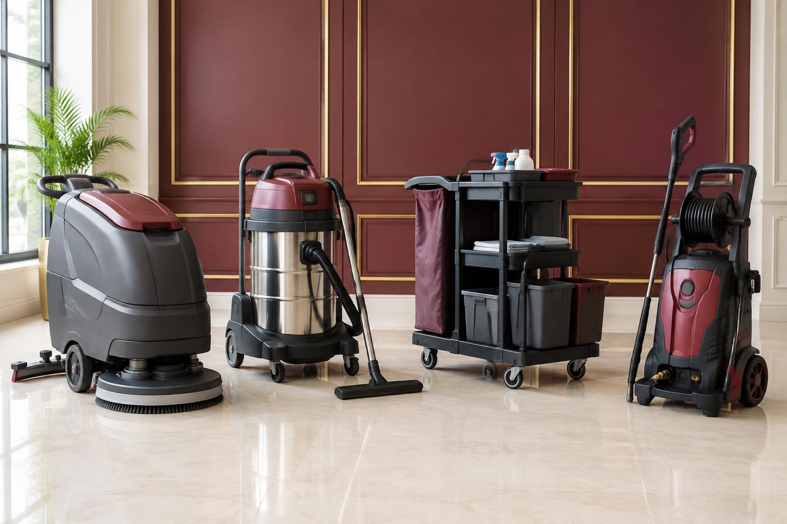 Autolaveuse, aspirateur professionnel et chariot de ménage